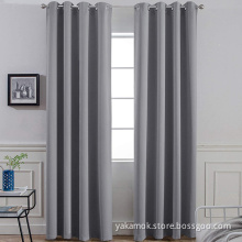 Grey Solid Blackout Curtains with Grommet